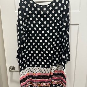 Avenue Black and White Asymmetrical Dress